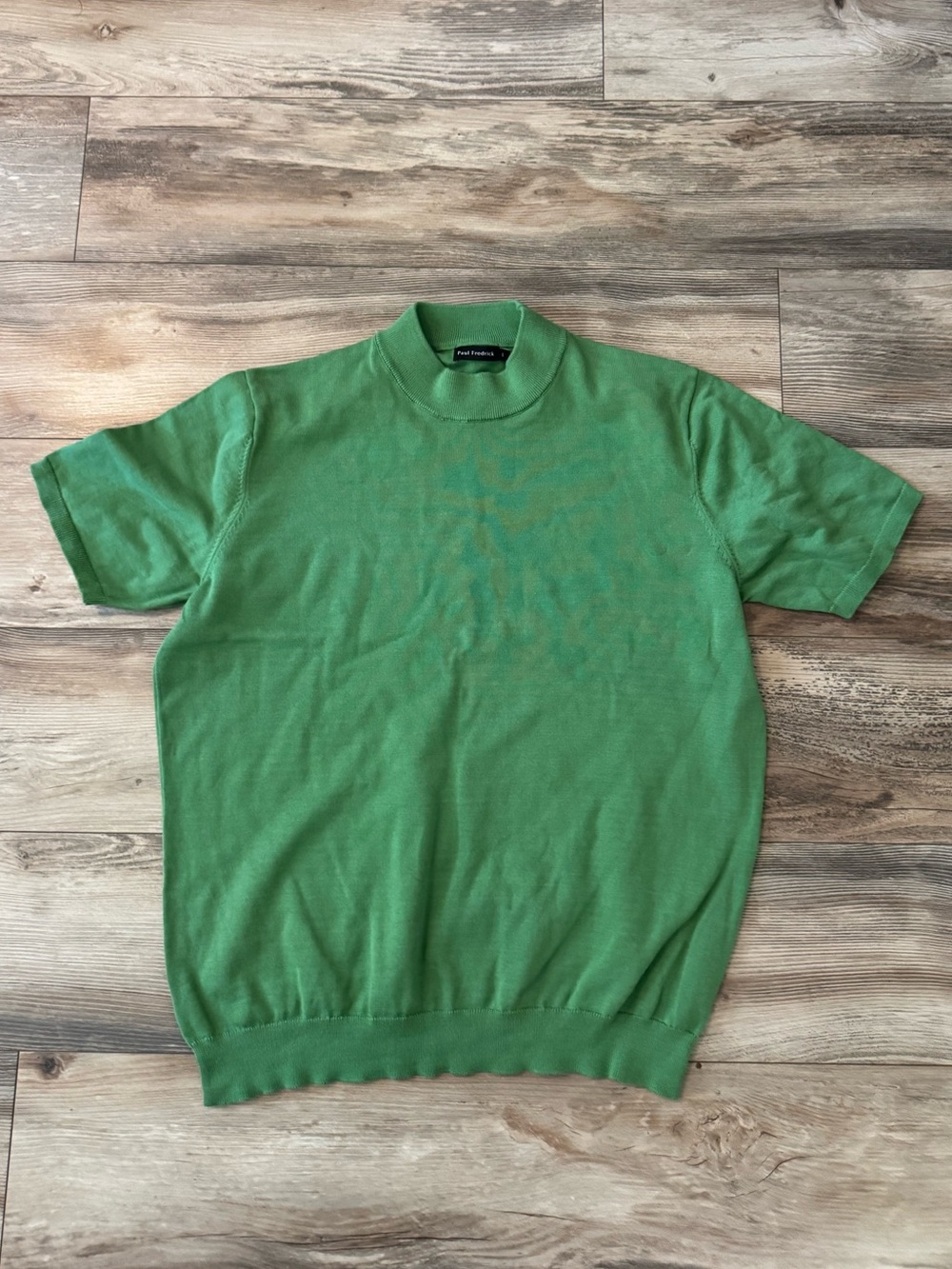 Paul Fredrick Cotton Mock Neck Sweater Green Large